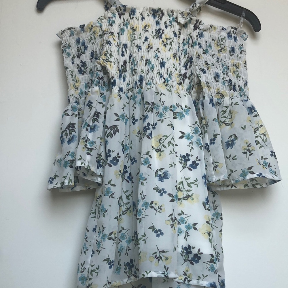 Girls Cold Shoulder Floral Blouse Beautees